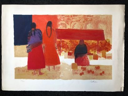 Bernard CATHELIN (1919-2004)
Les trois indiennes.
Lithographie...