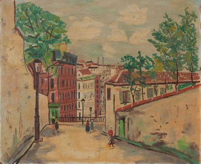 Dans le goût de Maurice UTRILLO
Rue du Mont-Cenis.
Oil...