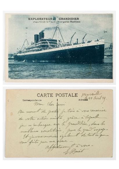 DINET, Etienne
Paquebot l'Explorateur Grandidier.
Carte...