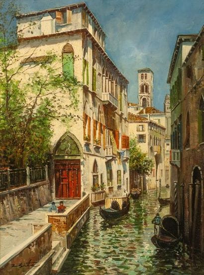 Ecole du XXème siècle
Canal in Venice.
Oil...
