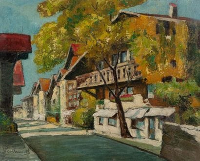 Ecole du XXème siècle
Bernese Houses.
Oil...