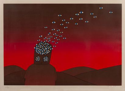 Jean-Michel Folon (1934-2005)
La vue, 1970.
Sérigraphie...