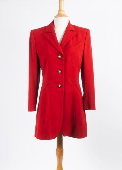 HERMES Paris
Veste en laine rouge à manche...