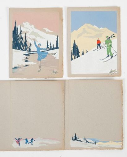 Lot de cartes de voeux vierges :
- 32 à décor...