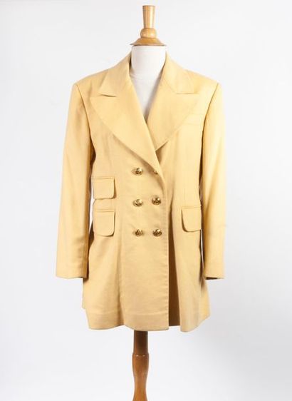 HERMES Paris
Veste croisée en cachemire jaune...
