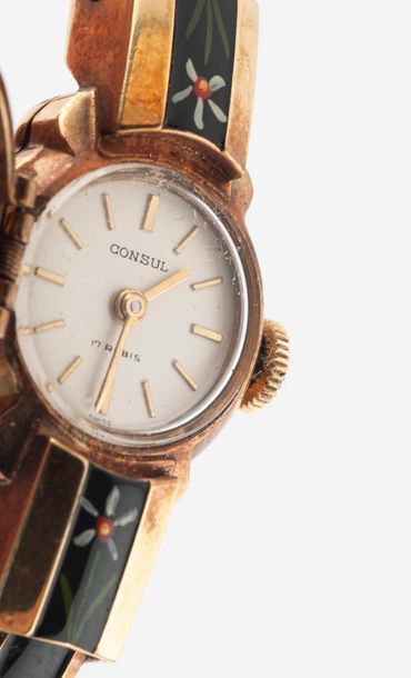 CONSUL
Montre bracelet de dame en métal doré....