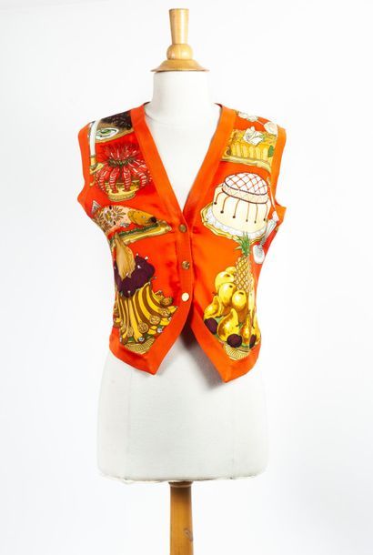 HERMES Paris
Gilet en maille de soie orange...