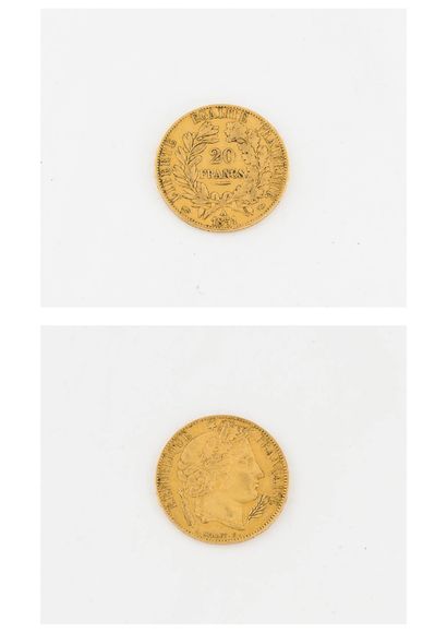 France
20 gold franc coin, IIème république,...