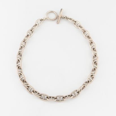 Silver plated metal necklace with anchor...