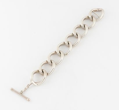 Silver bracelet (800) with filed oval links....