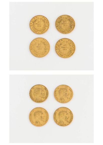 France
4 coins of 20 gold francs, Napoleon...