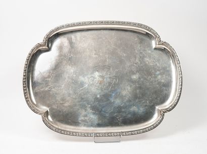 Plateau de service quadrilobé oblong en argent...