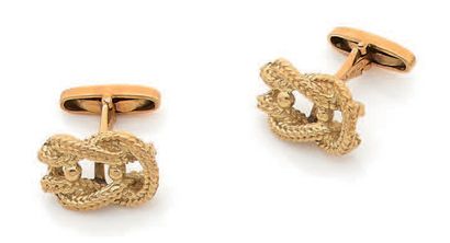 Paire de boutons de manchette en or jaune...