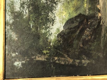 Ecole du XIXème siècle
Stream in the forest.
Oil...