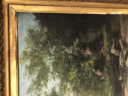 Ecole du XIXème siècle
Stream in the forest.
Oil...