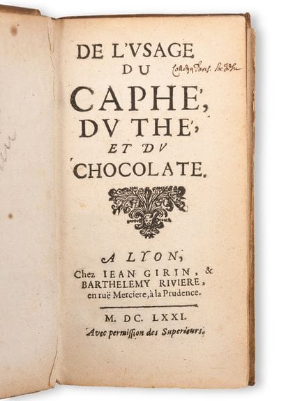 De l'usage du caphé, du thé et du chocolate
A...