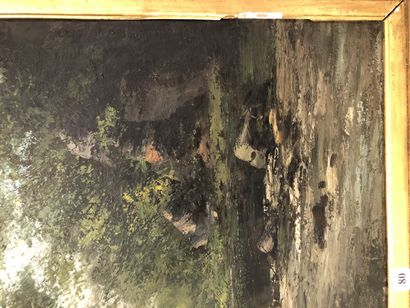 Ecole du XIXème siècle
Stream in the forest.
Oil...
