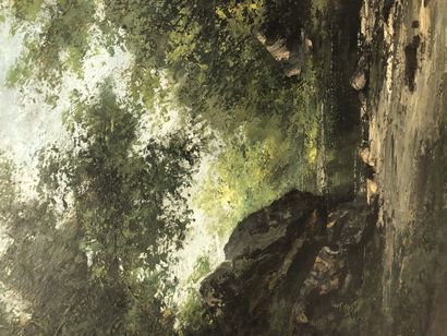 Ecole du XIXème siècle
Stream in the forest.
Oil...