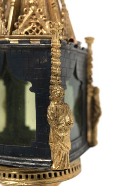 Reliquaire monstrance en cuivre doré et argent...