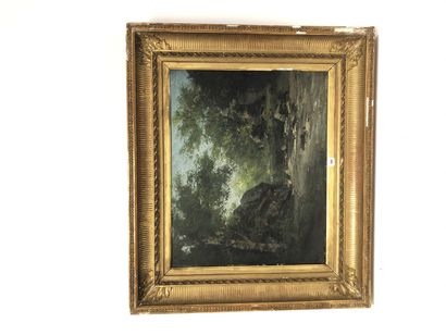 Ecole du XIXème siècle
Stream in the forest.
Oil...
