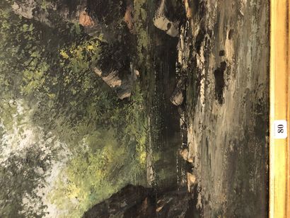 Ecole du XIXème siècle
Stream in the forest.
Oil...