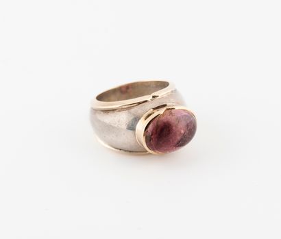 Bague jonc en or jaune (750) et argent (min....