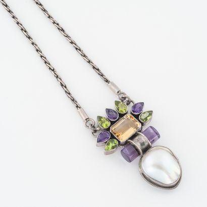 Collier en argent (925 / min. 800) à maille...