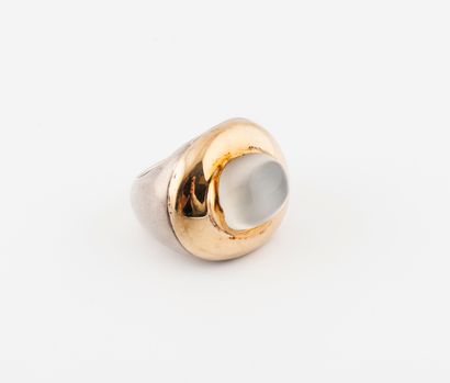 Bague cocktail en or jaune (585) et argent...