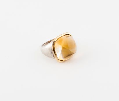 Bague jonc en argent (min. 800) et or jaune...