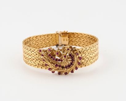 Bracelet ruban en or jaune (750) à maille...
