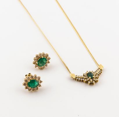 Demi-parure (recomposée) en or jaune (750)...
