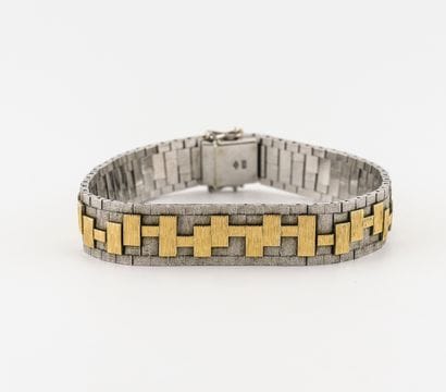 Bracelet ruban en ors gris et jaune (750)...