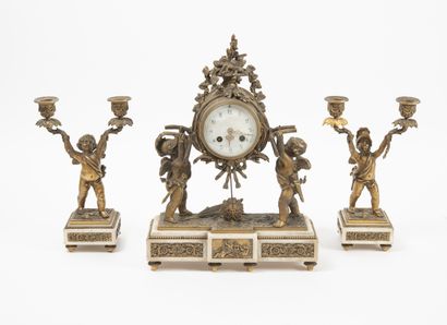 DEUX GARNITURES 

Gilt bronze and marble,...