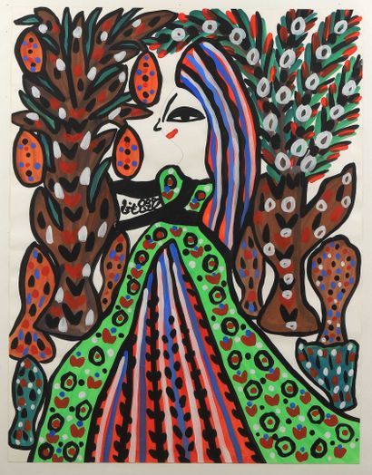 BAYA (1931-1998)
Femme de profil.
Gouache...