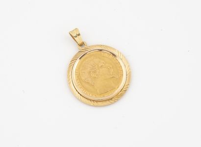 Yellow gold (750) pendant holding a 20 francs...