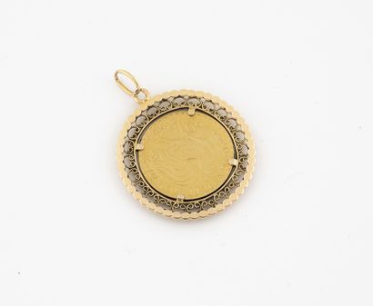 Yellow gold pendant (750) holding a 20 francs...