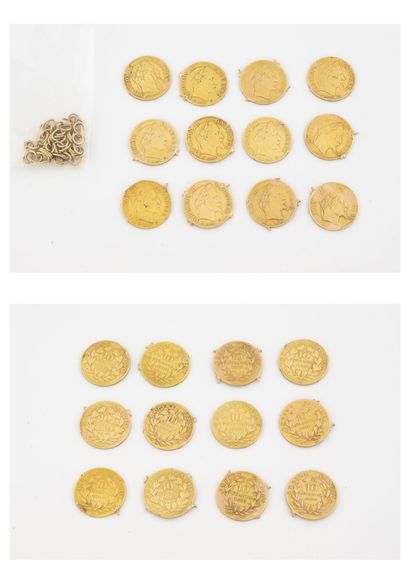 Lot of 12 pieces of 10 francs gold. 

Traces...