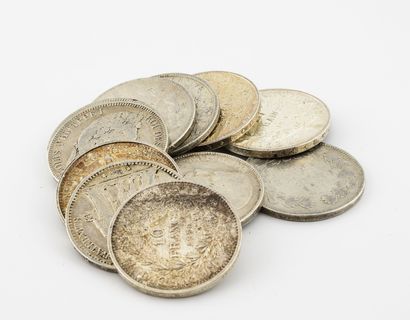 Lot of silver coins including 10, 5 francs......