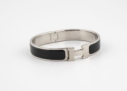 HERMES
Bracelet Clic H in steel and black...