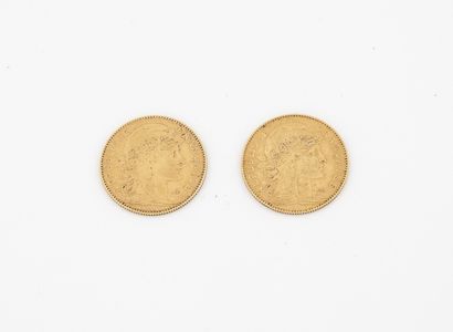 France
Lot of two 10 francs gold coins, IIIrd...