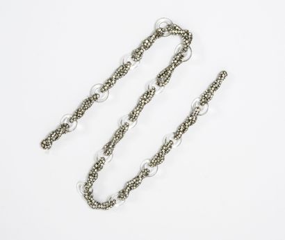 Long necklace to tie, silver plated metal...