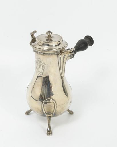 A plain silver (950) baluster-shaped coffee...