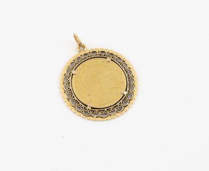 Yellow gold pendant (750) holding a 20 francs...