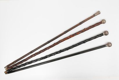 Set of 4 canes:
- one with a silver ball...