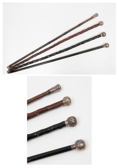 Set of 4 canes:
- one with a silver ball...