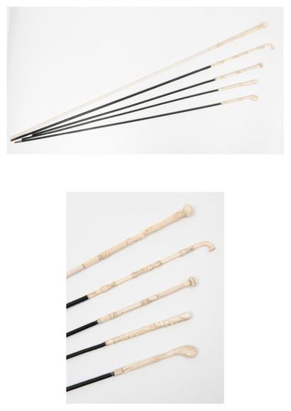 Lot of 5 women's canes, first third of the...