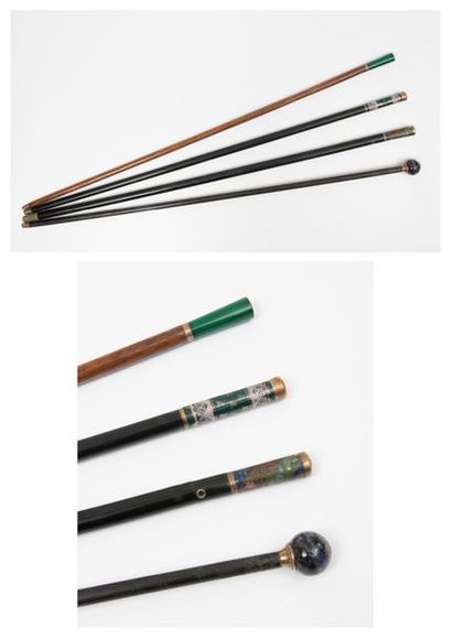 Lot of 4 canes:
- milord pommel cane in bathed...
