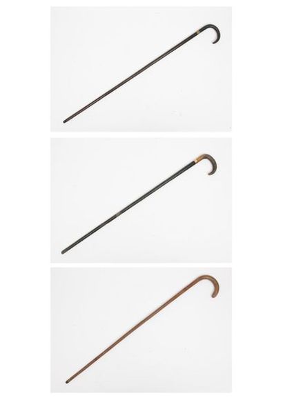 Three beak canes.
Natural or black-stained...