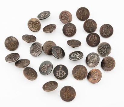 Set of twenty-eight circular silver plated...