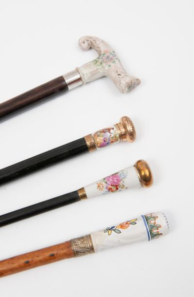 Set of 4 canes:
- one with mushroom pommel...